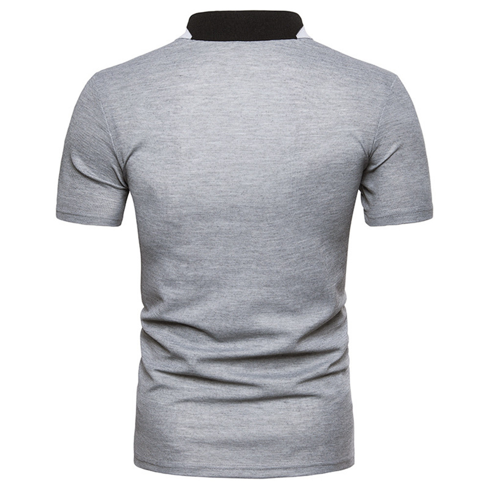 New European Men's Collar Color Matching Short-Sleeved T-Shirt - Black ...