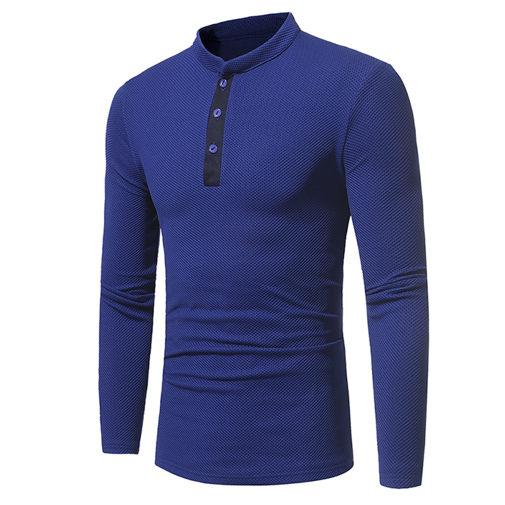 New Corn Fabric Men's Classic Collar Casual Slim Long-Sleeved T-Shirt