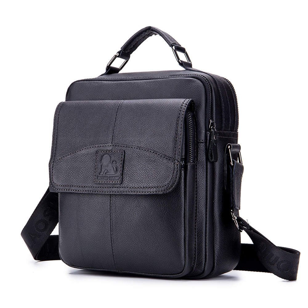 LAOSHIZI New Men's Leather Large Capacity Shoulder Crossbody Bag ...