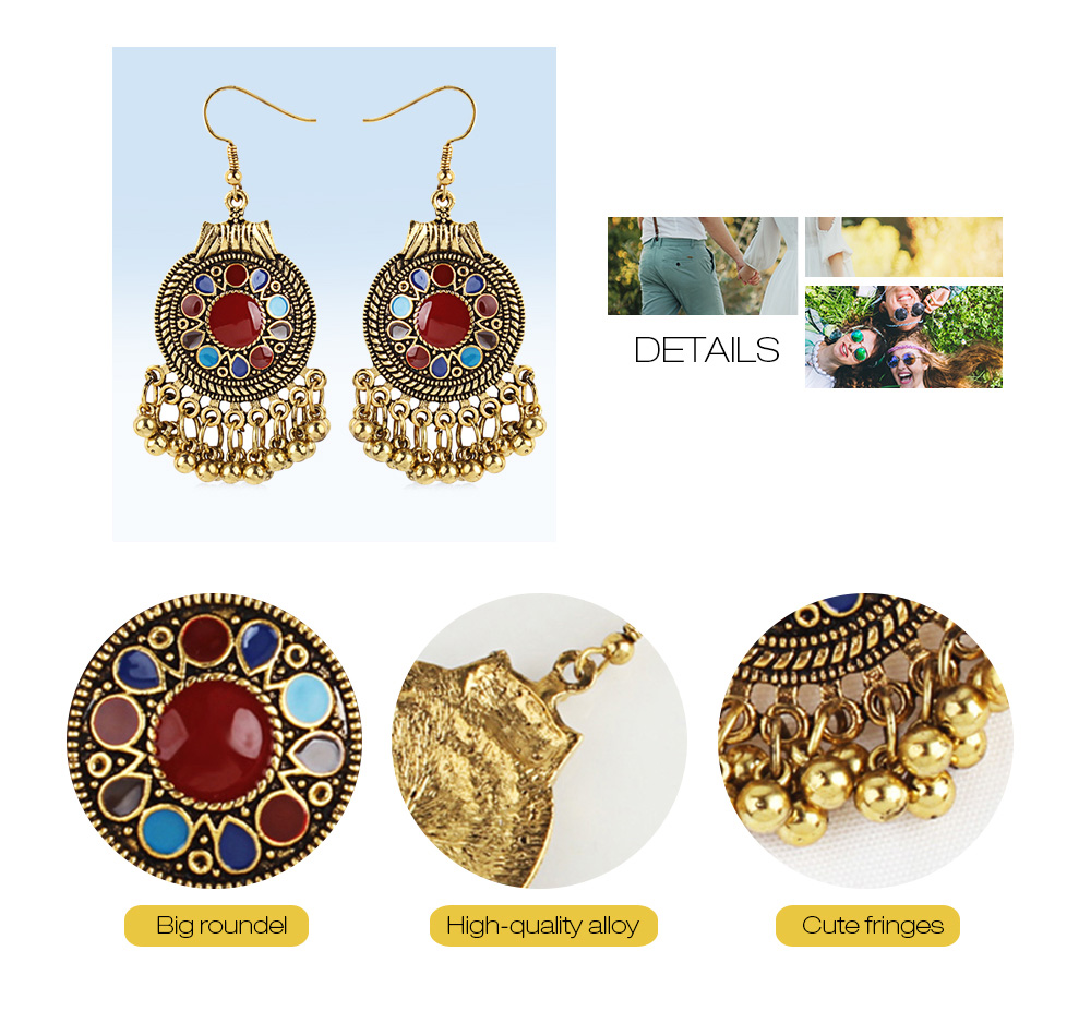 Trendy Bohemia Vintage Big Round Fringes Drop Earrings for Women