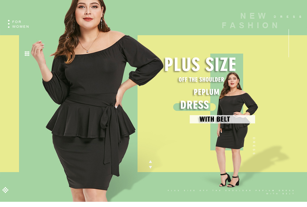 Plus Size Off The Shoulder Peplum Dress