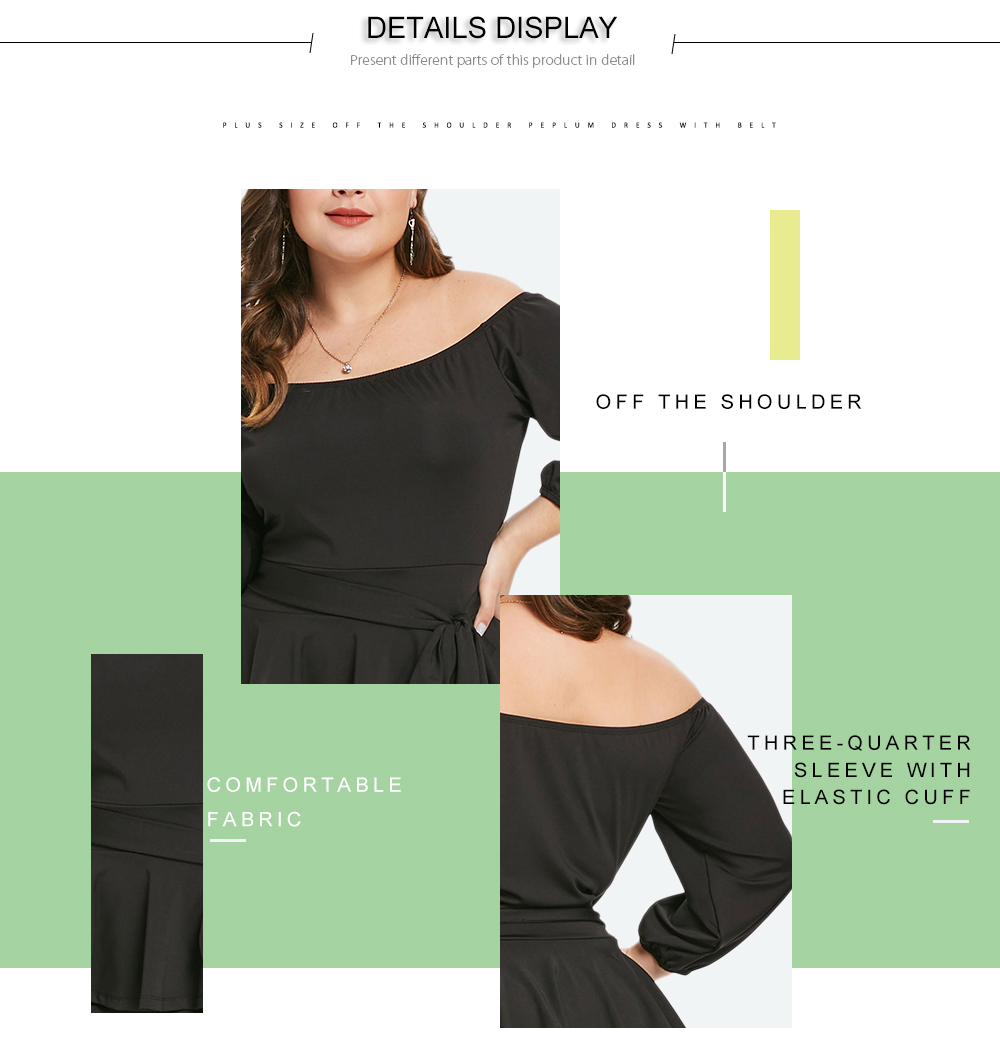 Plus Size Off The Shoulder Peplum Dress