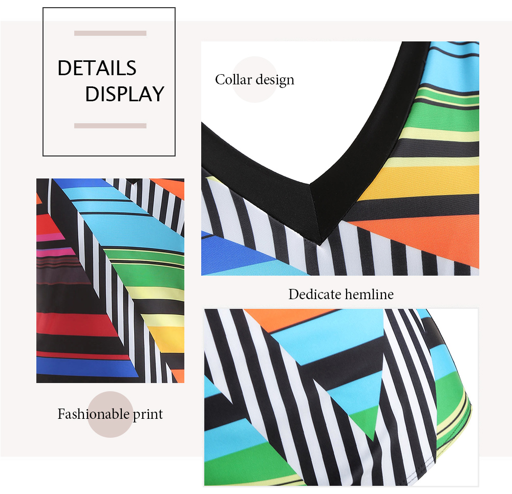 Plus Size Color Block V Neck Swimwear