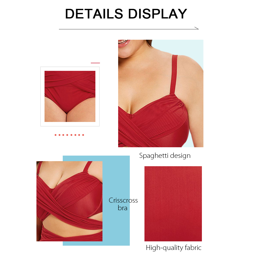 Criss Cross Plus Size Spaghetti Straps Bikini Set